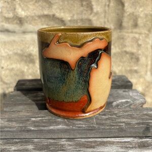 Studio Pottery Art Mug Michigan Map